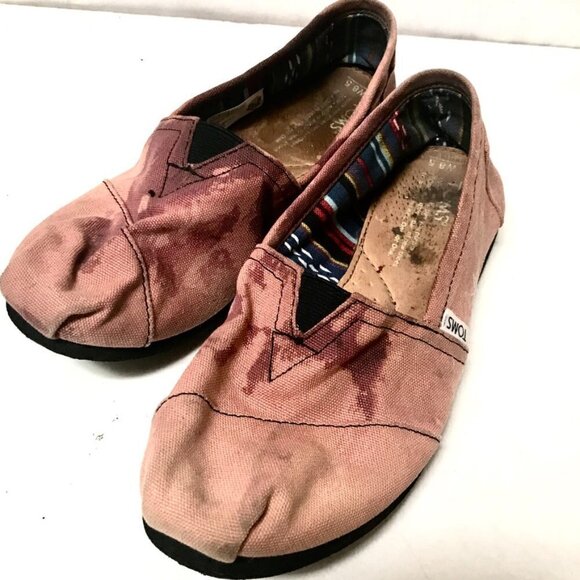 Toms Slip ons Size 8.5 flats  Acid wash Tie Dye Cotton brown Grunge Ballet - Picture 1 of 7